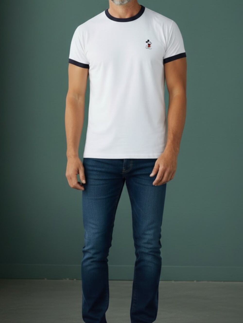 Disney Men's White Tee with Black Logo Print Graphic T